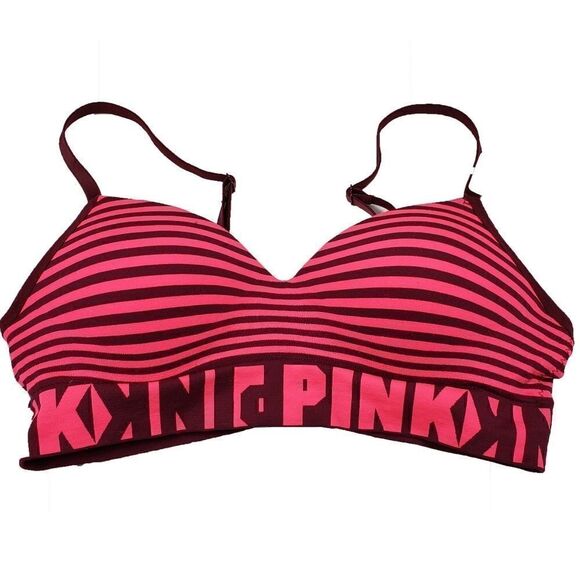 Victoria's Secret Pink Red Orange Striped Lightly - Picture 1 of 3